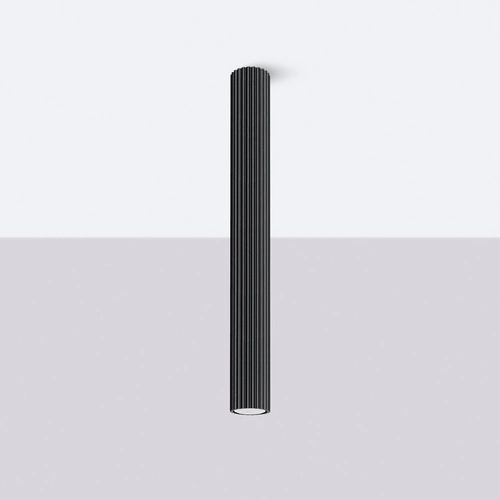 Plafon sufitowy KARBON 60 czarny nowoczesny aluminiowy do salonu i sypialni SOLLUX