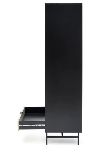 Szafa nowoczesna Nihala dąb artisan czarna z półkami do sypialni głębokość 53 cm