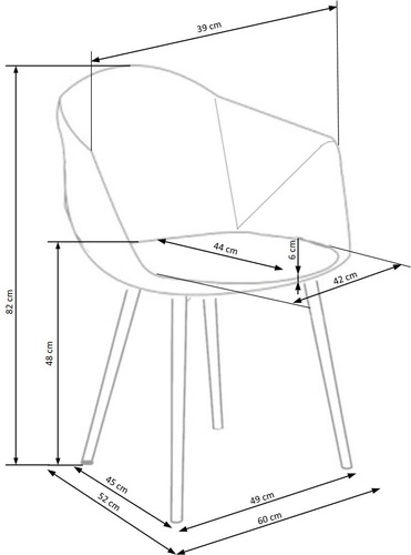 Krzesło tapicerowane Crush szare z podłokietnikami do jadalni nowoczesne Intesi