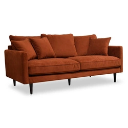 Sofa trzyosobowa Candice aksamitna brązowa nowoczesna z podłokietnikami do salonu Atmosphera