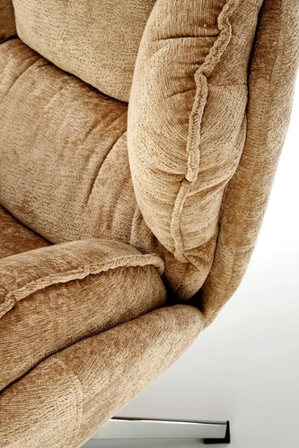 Fotel wypoczynkowy Offred musztardowy do salonu nowoczesny z podnóżkiem tkanina Intesi