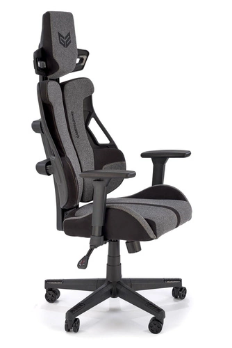 Fotel gamingowy ergonomiczny Abruzzi popielaty czarny z zagłówkiem obrotowy do biurka Intesi