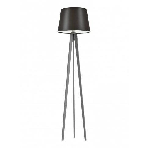 Lampa stojąca do salonu Curacao brązowa nowoczesna drewniana z abażurem Lysne 158 cm