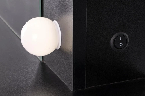 Toaletka z lustrem LED Sybilla czarna nowoczesna glamour do makijażu z szufladami do sypialni