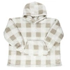 Bluzo koc Intesi snuddie ciepły beżowy w kratę z kapturem na kanapę 128 cm