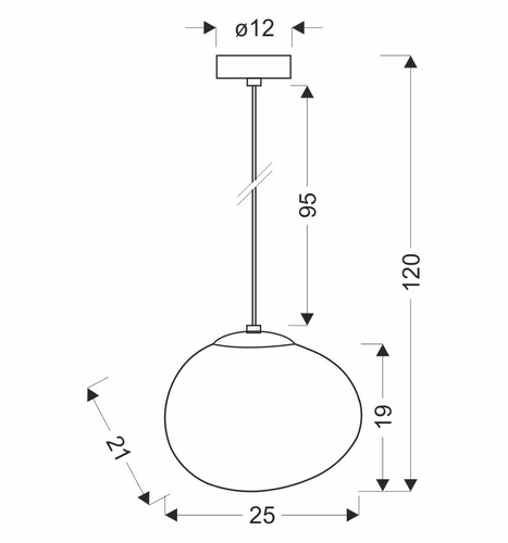 Lampa wisząca STONES czarny 25cm 1x40W E27 klosz biały