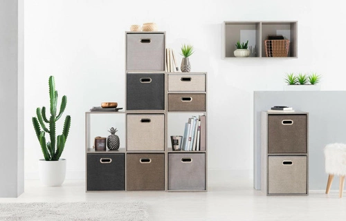 Regał na książki modułowy Kali naturalny nowoczesny do salonu i biura 67,5 cm 2 półki
