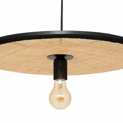 Lampa wisząca Olme rattan boho czarna regulowana do salonu i nad stół 44 cm Atmosphera