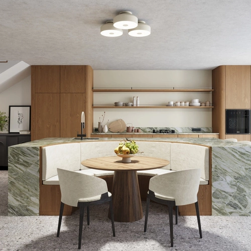 Plafon sufitowy OMIQ beżowy okrągły nowoczesny do salonu i sypialni 30 cm SOLLUX