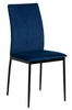 Actona Demina krzesło welurowe granatowe do jadalni na czarnych nogach
