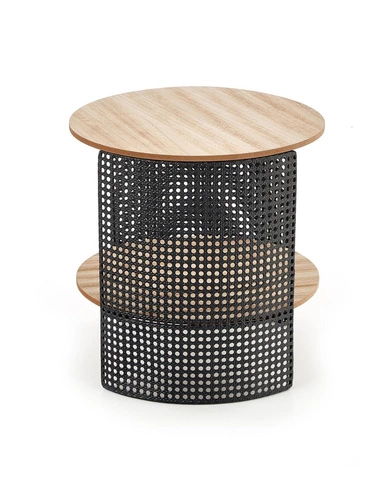 Stolik kawowy Collo okrągły loftowy naturalny z metalową podstawą 41 cm do salonu Intesi