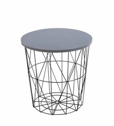 Stolik kawowy Salvatore okrągły szary nowoczesny loftowy z czarną stalą do salonu 42 cm