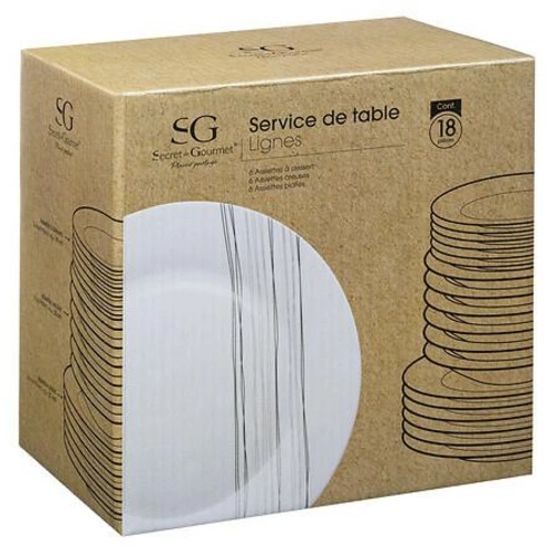 Zestaw obiadowy Lines 18-elementowy ceramiczny biały okrągły na 6 osób do zmywarki 5five