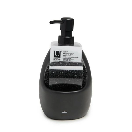 Dozownik na płyn do naczyń i gąbkę Joey Umbra czarny ceramiczny do kuchni