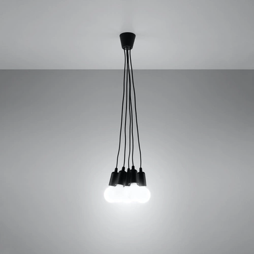 Lampa wisząca Diego 5 czarna nowoczesna regulowana do salonu kuchni lub nad wyspę