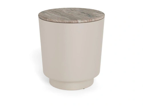 Stolik kawowy Cangas okrągły 45 cm szary marmur nowoczesny do salonu