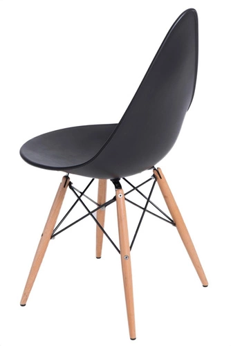 Krzesło Rush DSW Intesi czarne z tworzywa do jadalni i kuchni nowoczesne na drewnianych nogach