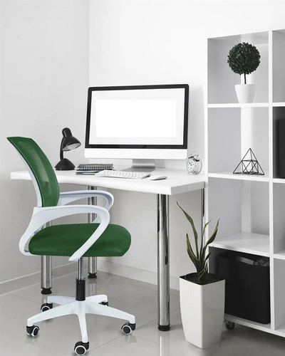 Fotel biurowy ergonomiczny Splash zielony siatkowy obrotowy z podłokietnikami do biurka