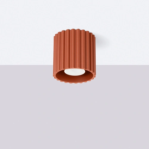 Plafon sufitowy AURA 1 nowoczesny okrągły czerwony do salonu i kuchni aluminium