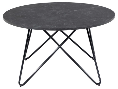 Stolik kawowy Wyre okrągły 80 cm czarny marmur nowoczesny loftowy do salonu Actona