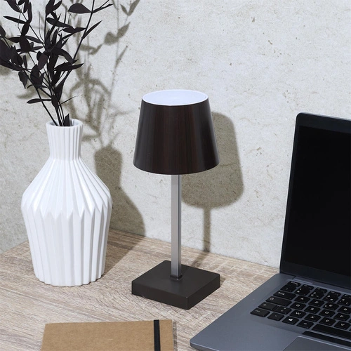 Lampka biurkowa LED Blanca dotykowa brązowa na baterie ściemniana