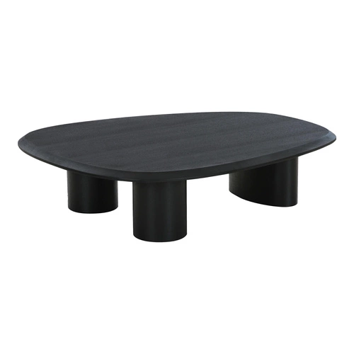 Stolik kawowy owalny Tirano czarny nowoczesny do salonu minimalistyczny fornir jesionowy 96x78 cm
