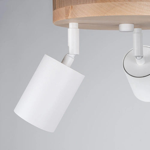 Plafon sufitowy VERDO 3P biały skandynawski metalowo-drewniany do salonu z ruchomymi kloszami