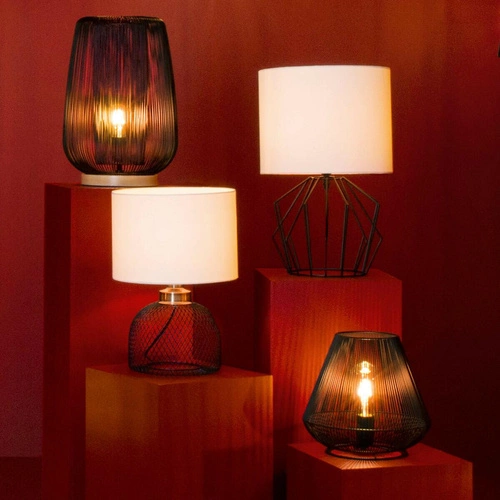 Lampka nocna Noda czarna metalowo-drewniana do sypialni loftowa Atmosphera 40,5 cm