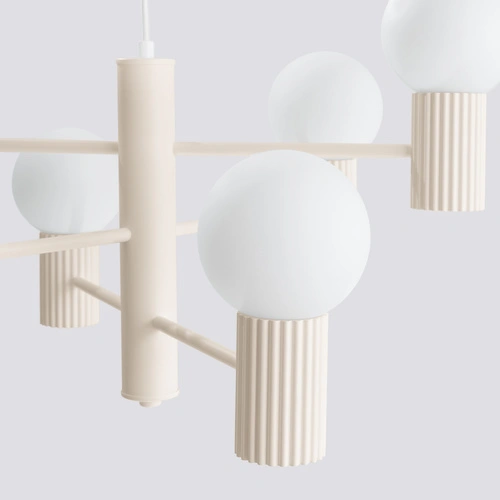 Nowoczesny żyrandol HALO 6 beżowy do salonu i jadalni z aluminium