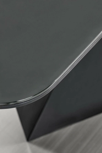 Stół rozkładany do jadalni Veneza nowoczesny szklany ciemny popielaty na czarnej nodze 160-200 cm