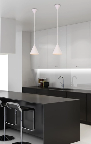 Lampa wisząca Voss biała nowoczesna metalowa do salonu i jadalni nad stół 20 cm