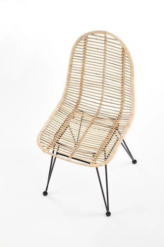 Krzesło rattanowe Oregon Intesi do jadalni i salonu boho na metalowych nogach czarne