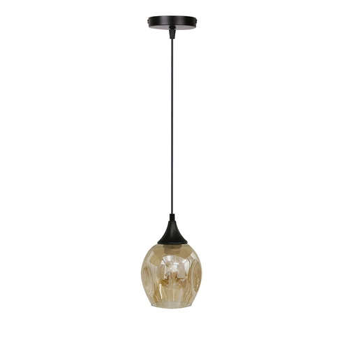 Lampa wisząca Aspa czarny 1x40W E27  klosz brązowy