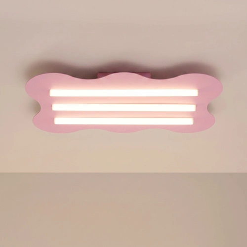 Plafon nowoczesny Klover różowy metalowy LED do sypialni 66x43 cm