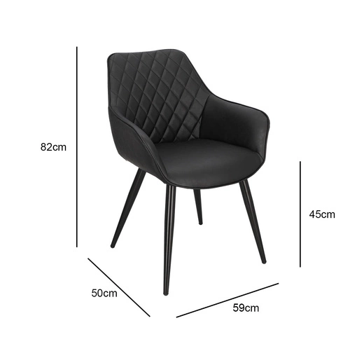 Krzesło tapicerowane Rox czarne ekoskóra z podłokietnikami do jadalni i kuchni Intesi