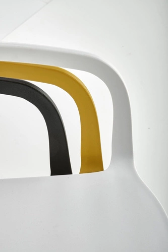 Krzesło Nadine białe do jadalni i ogrodu z tworzywa, nowoczesne, sztaplowane, z podłokietnikami