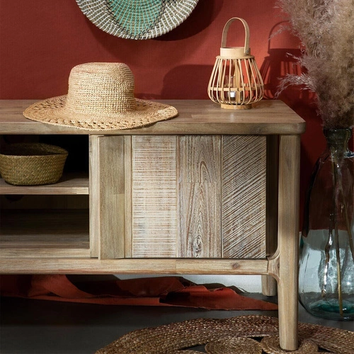 Szafka RTV drewniana Banila Atmosphera 150 cm do salonu rustykalna akacja stojąca