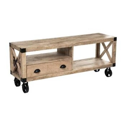 Szafka RTV drewniana Silas 140 cm do salonu nowoczesna rustykalna mango Atmosphera