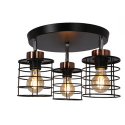 Lampa sufitowa Glob plafon czarny+złoty 3x40W E27 klosz czarny