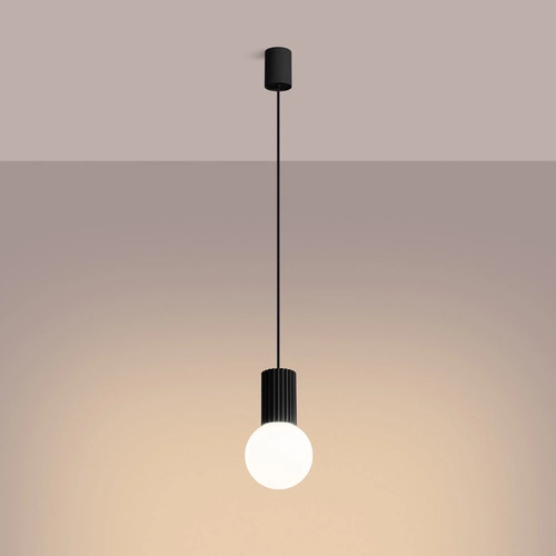 Lampa wisząca HALO 1 czarna kula nowoczesna do salonu kuchni sypialni SOLLUX LIGHTING