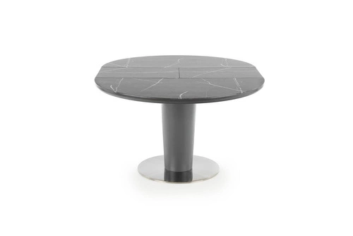 Stół rozkładany okrągły Cardo Intesi szary nowoczesny do jadalni na jednej nodze 120-160 cm