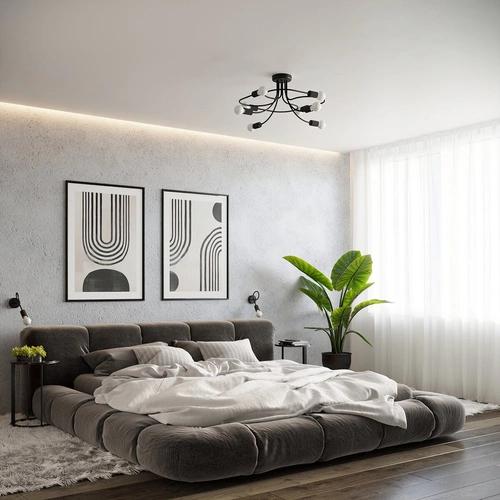 Kinkiet ścienny LEVAR czarny loftowy metalowy do salonu i sypialni Sollux Lighting