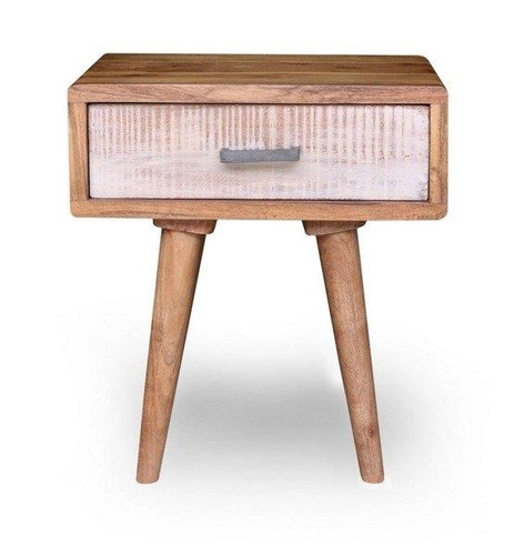 Szafka nocna drewniana 45 cm z szufladą skandynawska akacja brązowa Intesi