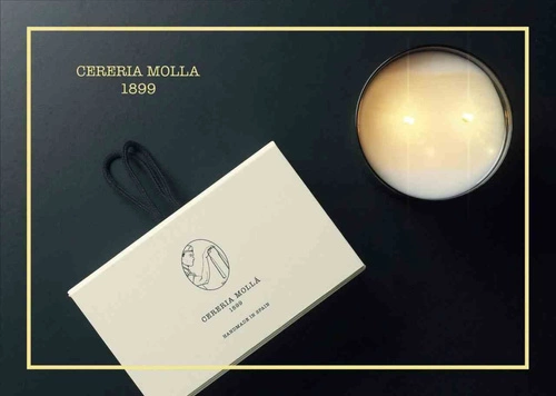 Świeca sojowa zapachowa XXL Bois de Santal Imperial Cereria Molla Gold Edition czarna na prezent