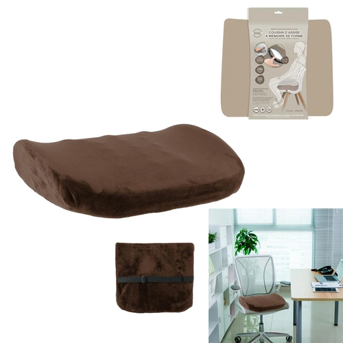 Poduszka na krzesło ergonomiczna Sensly Intesi brązowa do biura i salonu z pokrowcem