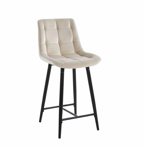 Hoker Poly Low welurowy beżowy z oparciem nowoczesny do kuchni i wyspy 61 cm Intesi