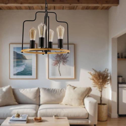 Lampa wisząca Datus czarna loftowa 4-punktowa do salonu i nad stół CANDELLUX