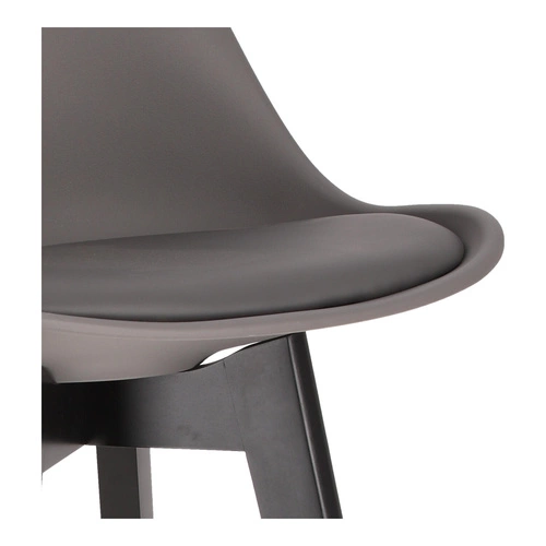 Hoker z oparciem Norden Intesi szary 65 cm nowoczesny do kuchni i wyspy na czarnych nogach