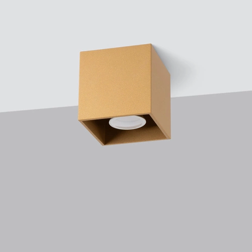 Plafon sufitowy kwadratowy QUAD 1 złoty metalowy nowoczesny do salonu SOLLUX LIGHTING