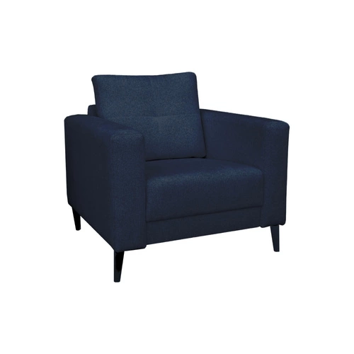 Fotel Lara nowoczesny fotel do salonu granatowy tapicerowany z podłokietnikami